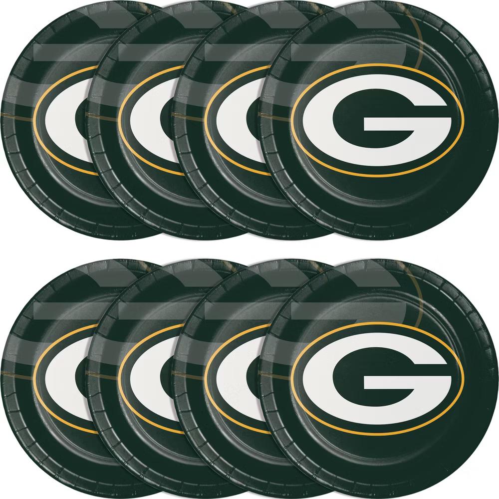 24ct Green Bay Packers Football Paper Plates: NFL Disposable Dinnerware, Super Bowl Party Supplies, 9" Round, Team Logo, 24 Pack - Image 3