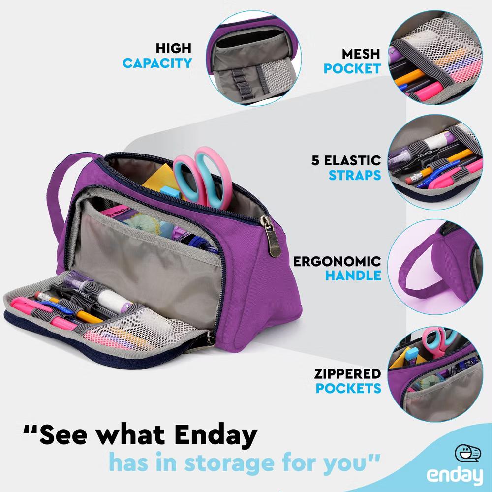Large Capacity Pencil Case, 3-Compartment Zipper Pencil Pouch, Cute Pencil Case Organizer - Image 27