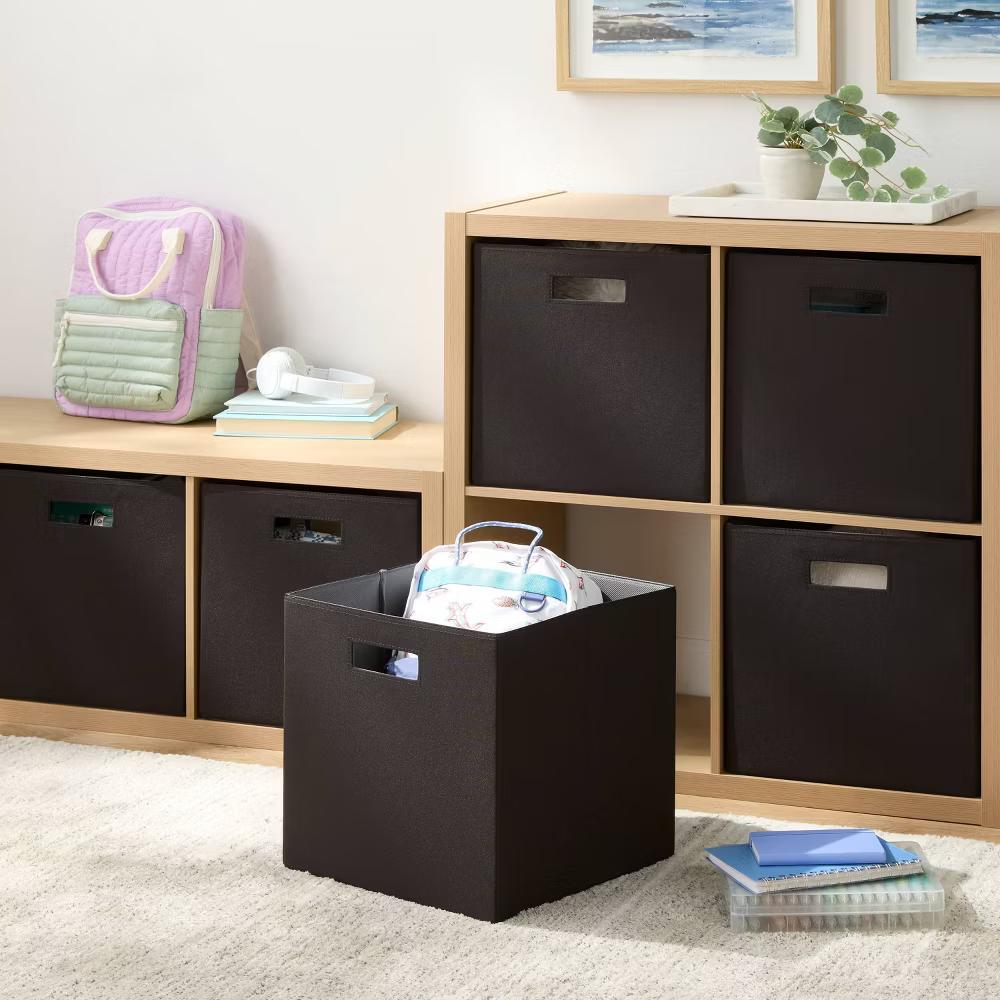 13" 6pk Fabric Bin Black - 13 Inch Storage Cube, Decorative Storage - Image 3