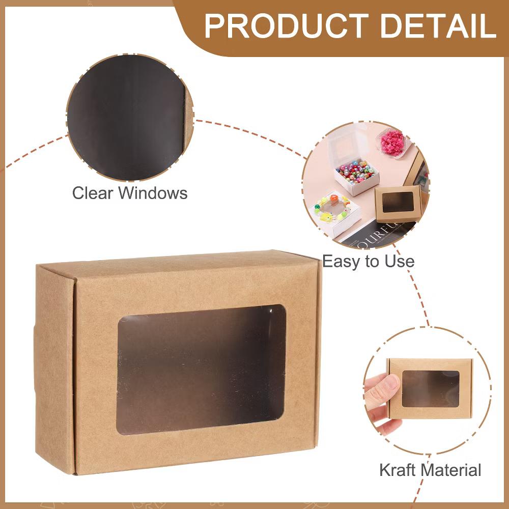 Paper Party Favor Treats Candy Cookie Packaging with Clear Window Kraft Soap Boxes 32 Pcs - Image 13