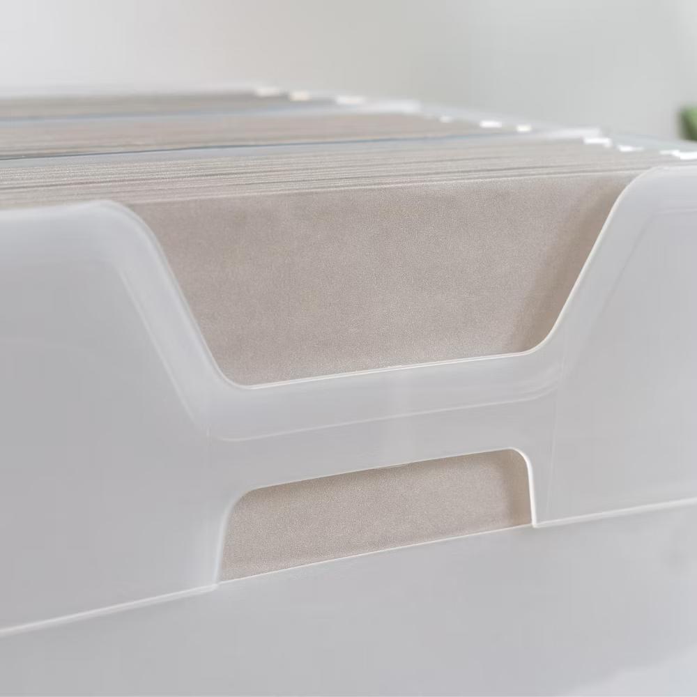 USA Portable Letter Size Desktop File Box with Open Lid, Side Handles, Hanging File Folders - Image 27