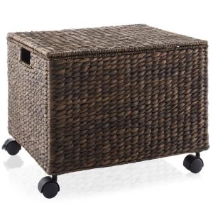 Casafield Rolling Filing Cabinet - Water Hyacinth Hanging File Folder Organizer on Wheels, Home Office Storage