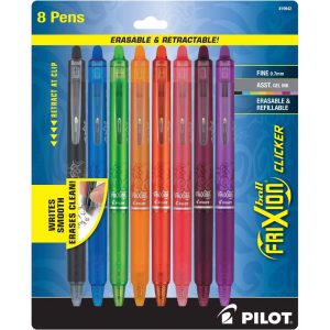 8pk FriXion Clicker Erasable Gel Pens Fine Point 0.7mm Assorted Inks