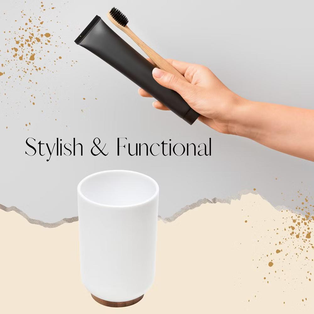 French Home Goods Elegant Bamboo-Based Bathroom Tumbler – Modern Vanity Cup, Ideal for Toothbrush Holder or Countertop Organizer - Image 19