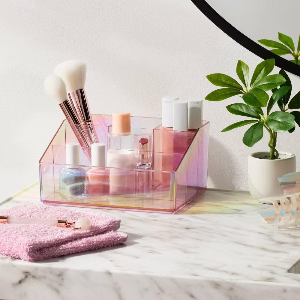Plastic 5 Slotted Makeup Organizer Iridescent - Image 3