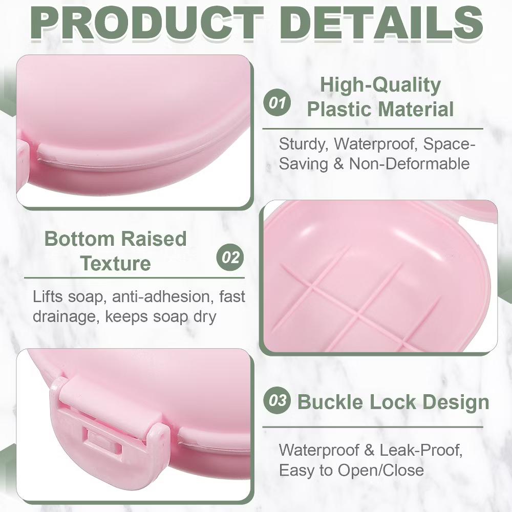 Soap Dish, Portable Travel Soap Box Waterproof Holder Case Round - Image 10