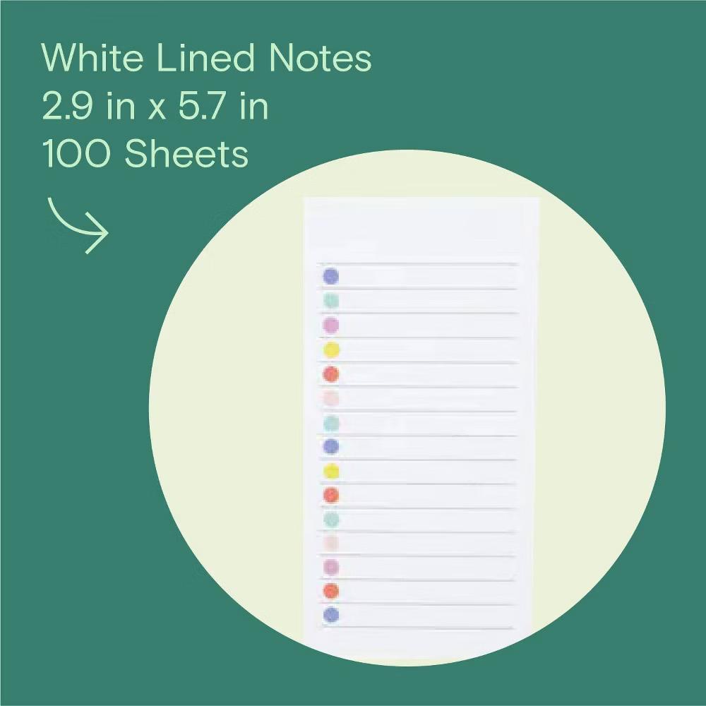 Noted by White Lined Notes with Colored Dots, Sticky Notes: 100 Sheets, 2.9x5.7", To-Do & Grocery List - Image 8