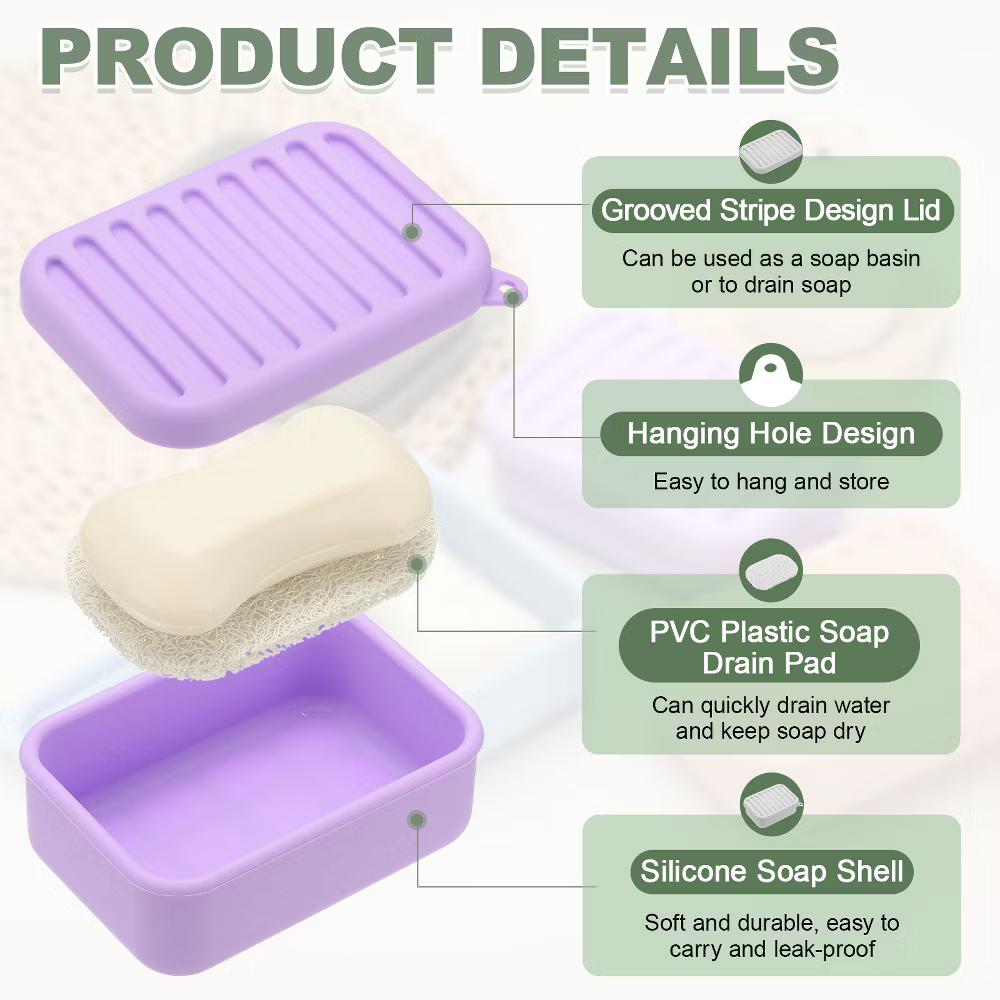 Soap Dish, Silicone Leak Proof Soap Bar Case - Image 9