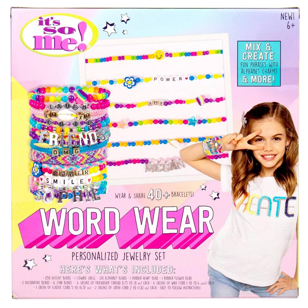 Word Wear Personalized Jewelry Making Set - It's So Me: Bracelet & Friendship Kit for Girls, 1175 Pieces, Beads & Charms