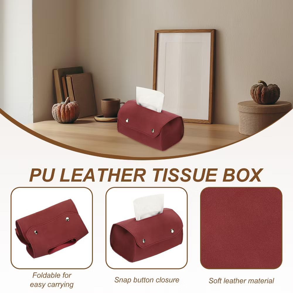 PU Leather Home Car Office Decorative Rectangular Tissue Box Cover - Image 17