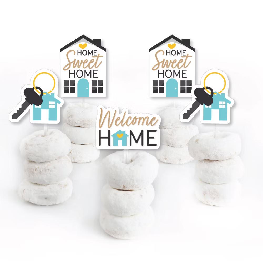 Welcome Home Housewarming - Dessert Cupcake Toppers - New Sweet Home Clear Treat Picks - Set of 24 - Image 2