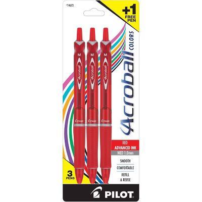 3pk Acroball Colors Ballpoint Pens Medium Point 1.0mm Red Ink