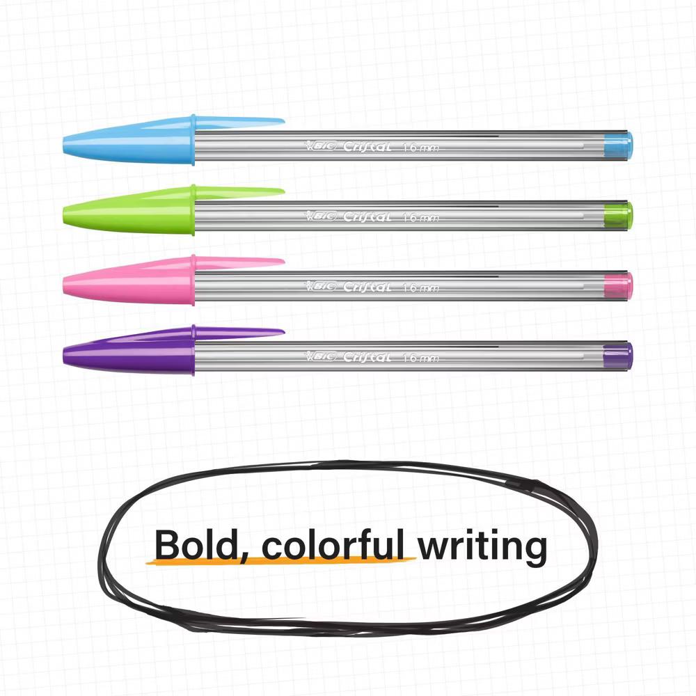 15pk Cristal Xtra Bold Ballpoint Pens 1.6mm Point Multicolor Ink: Back to School Supplies for Notes & Class - Image 7