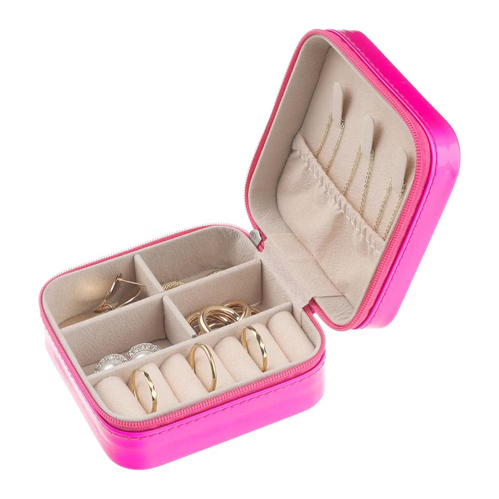 Travel Square Small Portable PU Leather Jewelry Organizer Case Storage - Image 17
