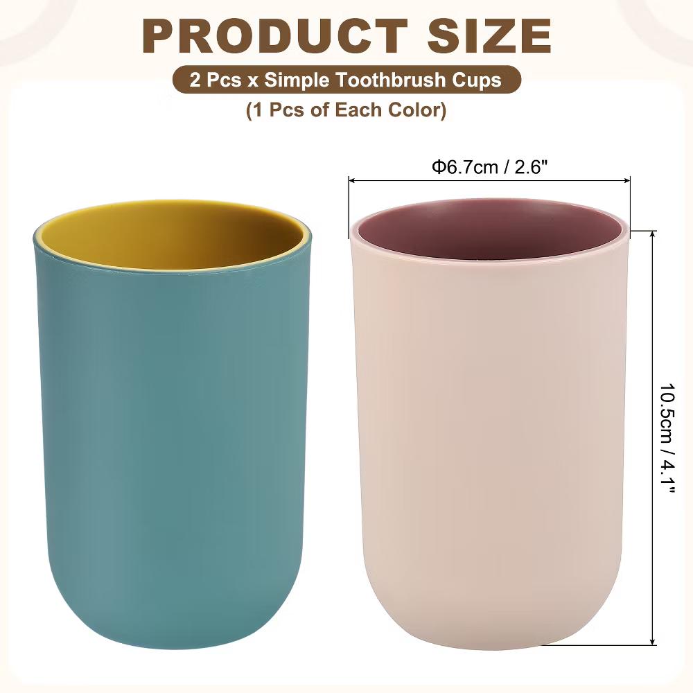 Reusable Plastic Practical Gift Toothbrush Cups 2.6 2.6 4.1 Inch 2 Pcs - Image 21