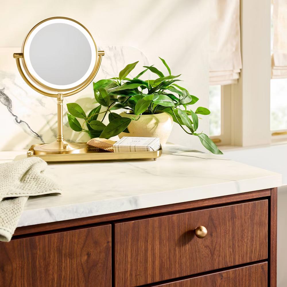 LED Vanity Mirror Brass - with Magnolia - Image 6