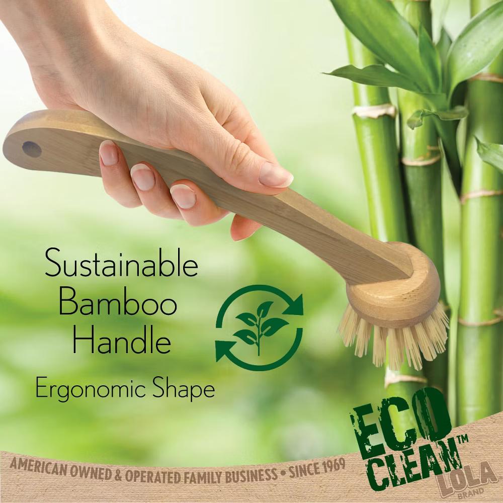 Eco Clean Bamboo Dish Brush, 6 Pack, Multi Purpose, Sustainable Ergonomic Renewable Bamboo Handle, Fibers are Recycled Soda/Water Bottles - Image 5