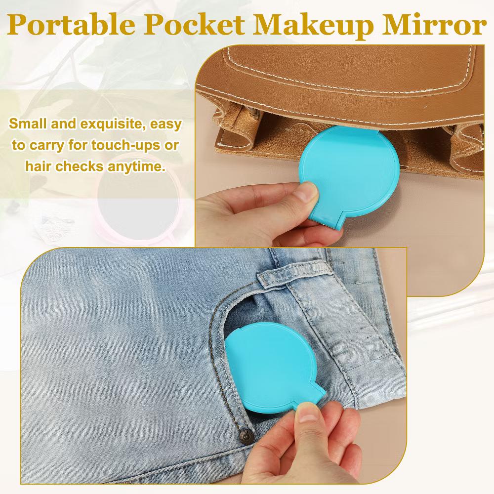 Folding Small Round Travel Women Girls Portable Pocket Mirror 12 Pcs - Image 2