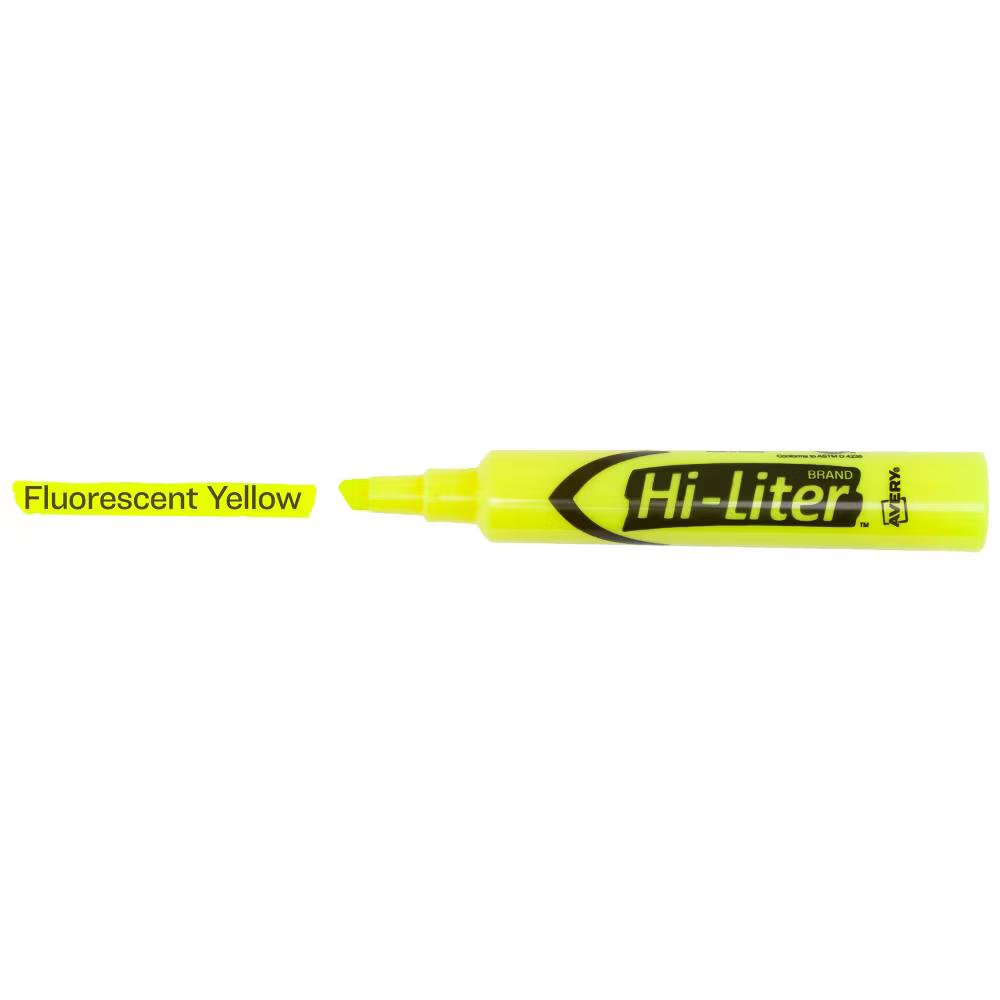 Avery Hi-Liter Desk-Style Highlighters, SmearSafe, Chisel Tip, 12 Yellow Highlighters (98035) - Image 4