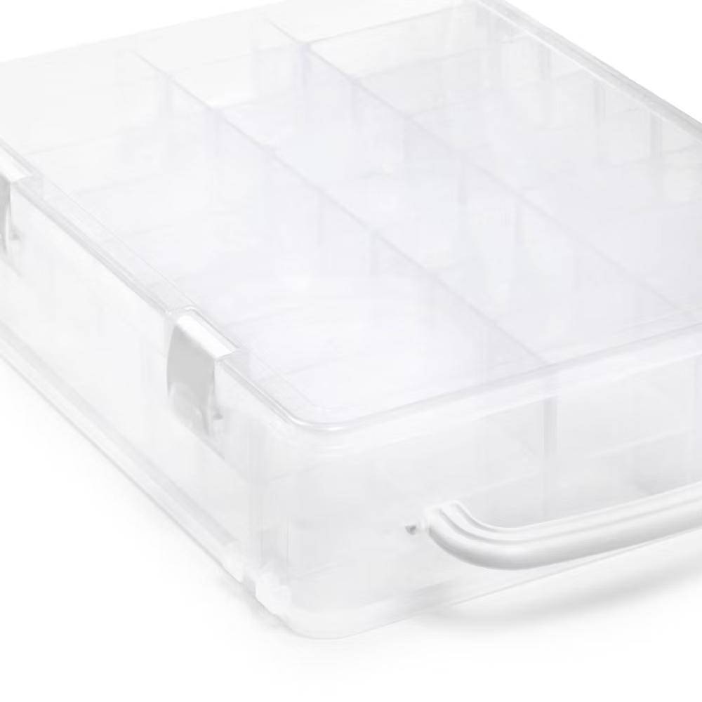 Thread Storage Box: Plastic Sewing Kit Travel Case, 13"x10"x3.25", Lightweight Sewing Supplies Organizer - Image 6