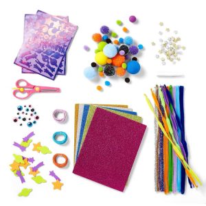 Cosmic Bucket of Crafts Set - DIY Art Kit with Pom Poms, 336 Pieces, Ages 6
