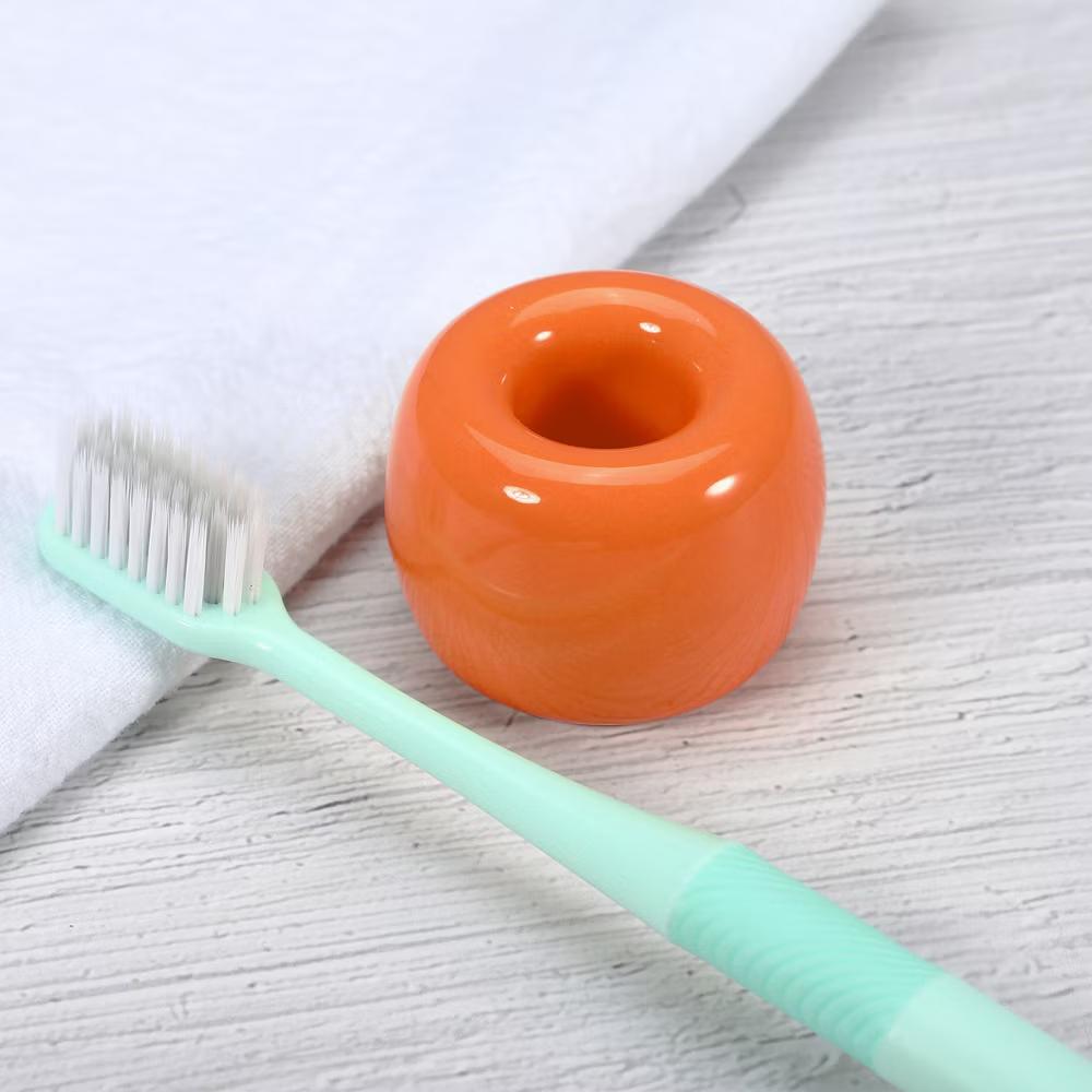 Bathroom Round Mini Ceramic Toothbrush Holder 1.65"x1.18" 2Pcs - Image 37