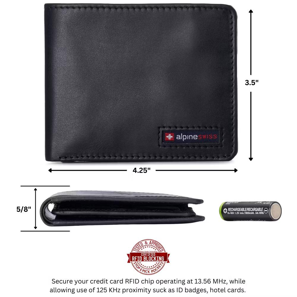 Alpine Swiss Connor Executive Bifold Wallet | Business Passcase for Men | Premium Leather | Dual ID Windows | RFID Blocking | Gift Box Included - Image 14