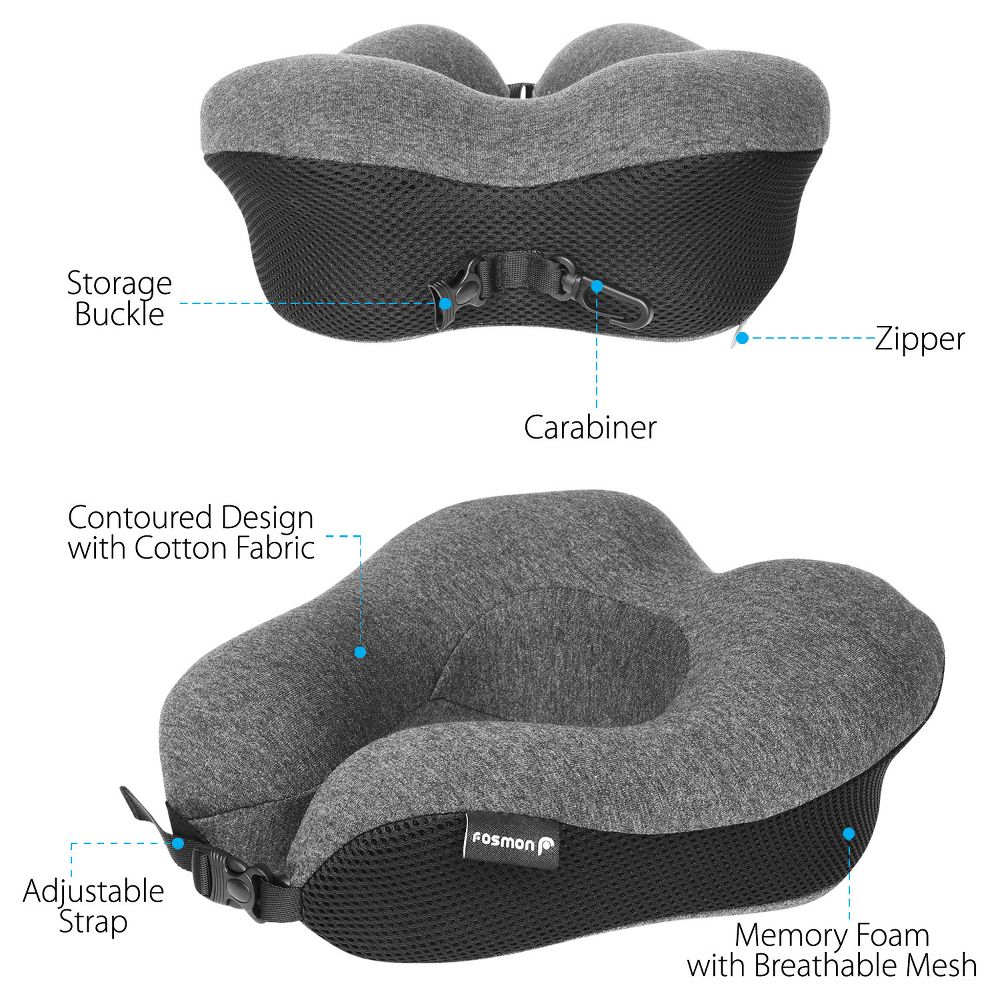 Neck Pillows for Travel Pillow, Travel Neck Pillow Airplane, Foldable Memory Foam Neck Pillow for Car Travel Sleeping, Washable Bag+Ear Plugs - Image 10