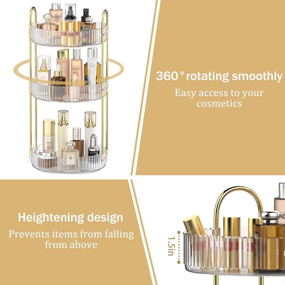 AEELLEEA 360° Rotating Makeup Organizer, 3 Tier Lazy Susan Cosmetic Storage for Vanity, Bathroom Countertop, Skincare & Perfume Holder - Image 5
