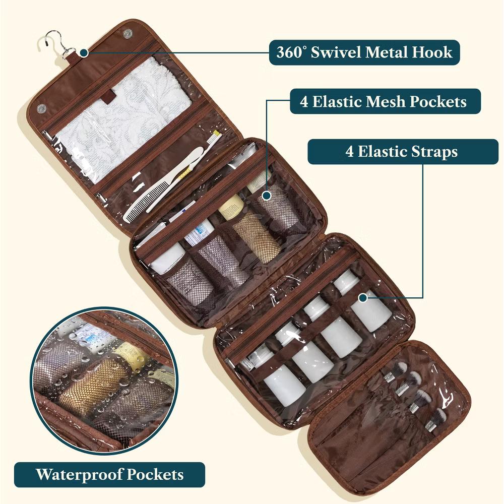 Hanging Toiletry Bag Women Men, Foldable Large Travel Cosmetic Organizer, Water Resistant Makeup Toiletries Essentials Kit - Image 23