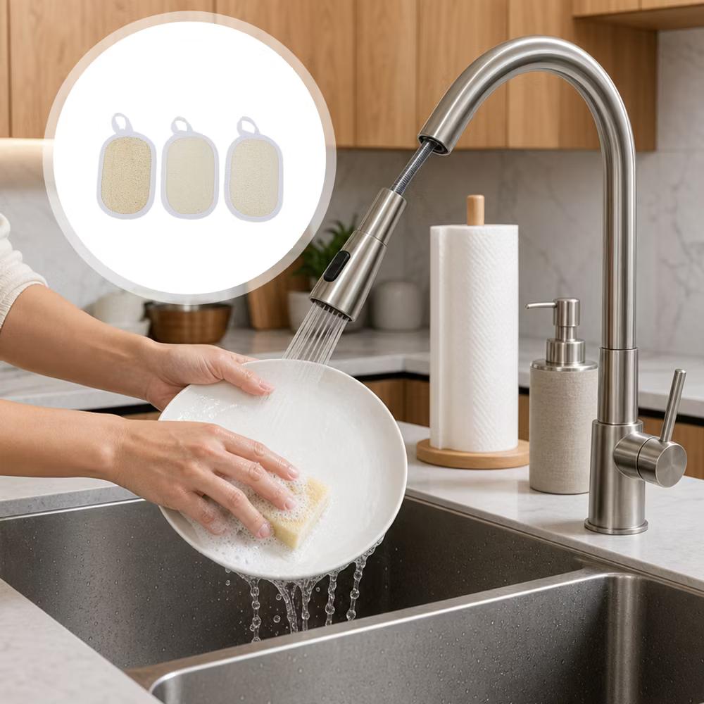Double-sided Rectangular Wood Pulp Sponge Dish Washing Cloth 3 Pcs - Image 38