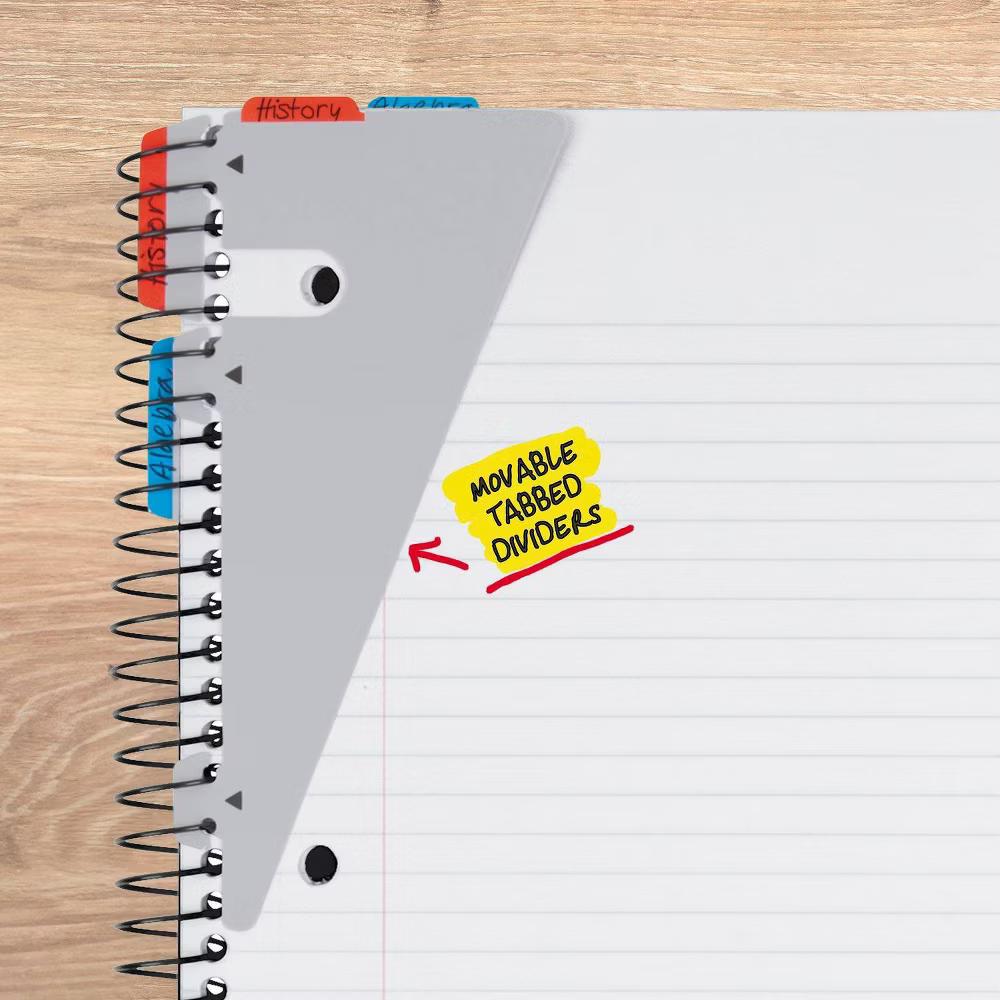 Five Star 220 Sheets College Ruled Notebook Feature Rich White: 5 Subject, Spiral, 3 Hole Punched, Perforated Pages - Image 6