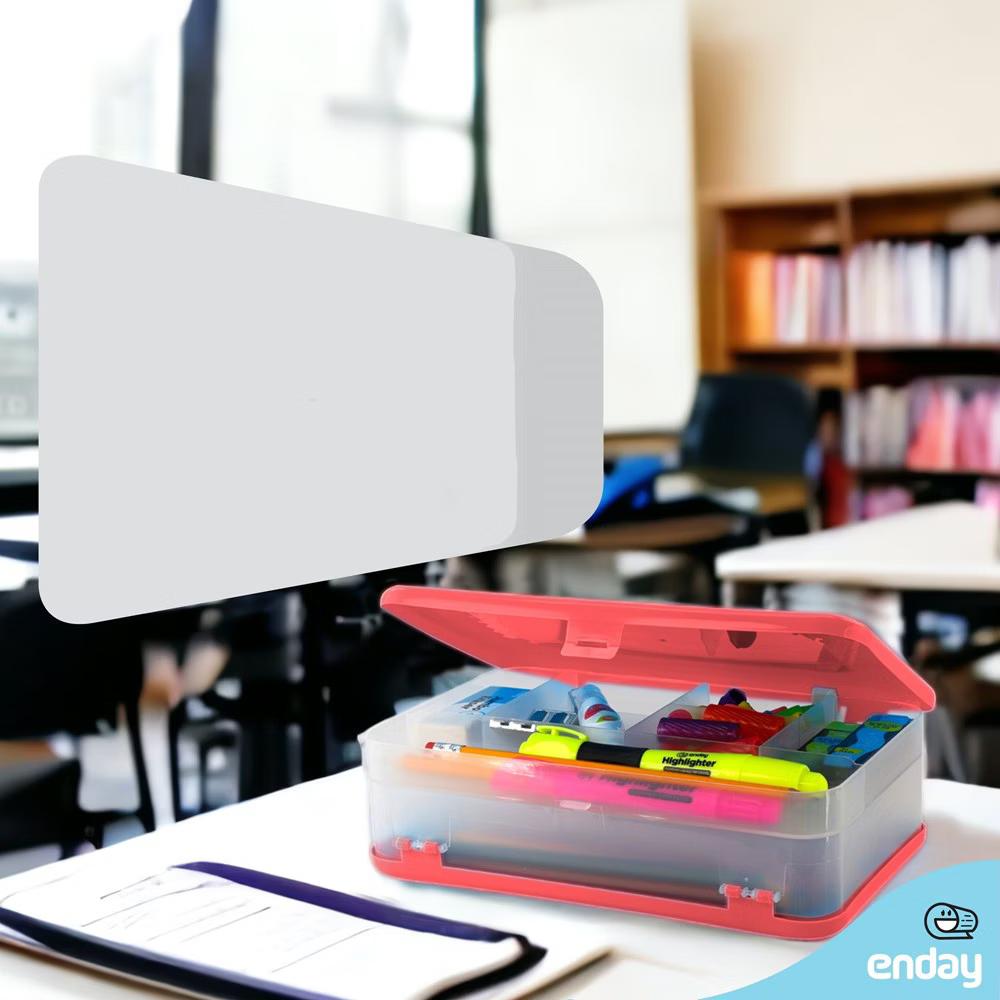 Large Capacity Double Deck Pencil Box - Plastic With 12 Compartments, Snap-Tight Lid, Hard Case Storage Organizer - Image 14