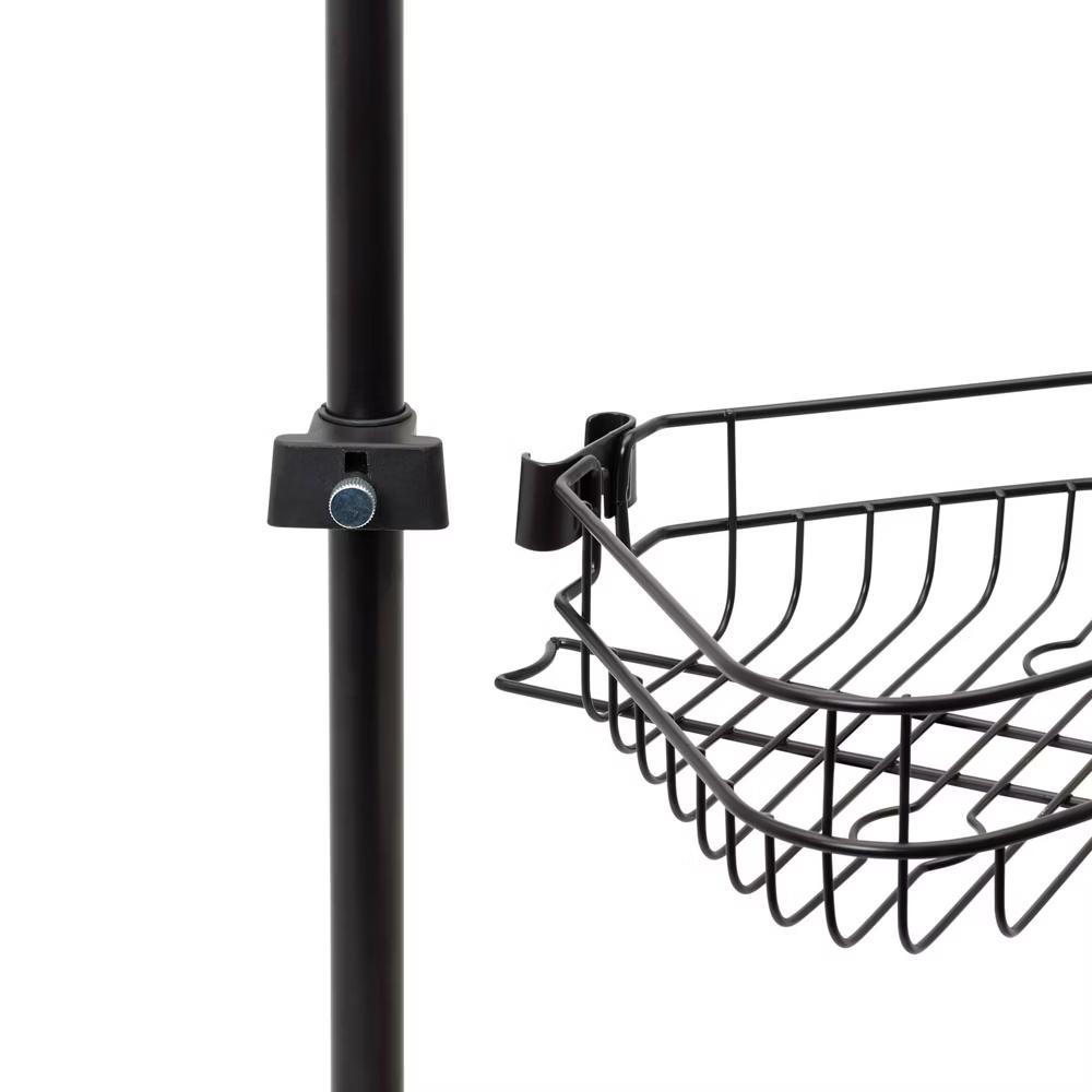 Corner Tension Pole Shower Caddy Bronze - Zenna Home: Metal Bath Organizer, 4 Baskets, Adjusts 5' to 9' - Image 2