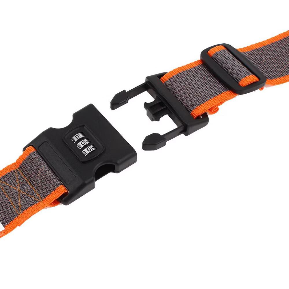 3 Digits Adjustable Password Travel Suitcase Release Buckle Luggage Strap Belt Orange Gray - Image 2