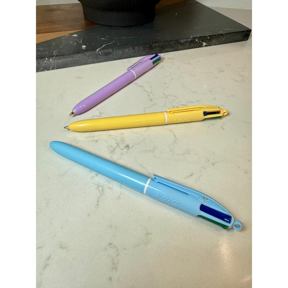 4-Color Pastel Barrel Multicolor Ballpoint Pens, Long-Lasting Ink and 1.0 mm Medium Point, 6-Count Pack in Black, Blue, Red and Green Ink - Image 2