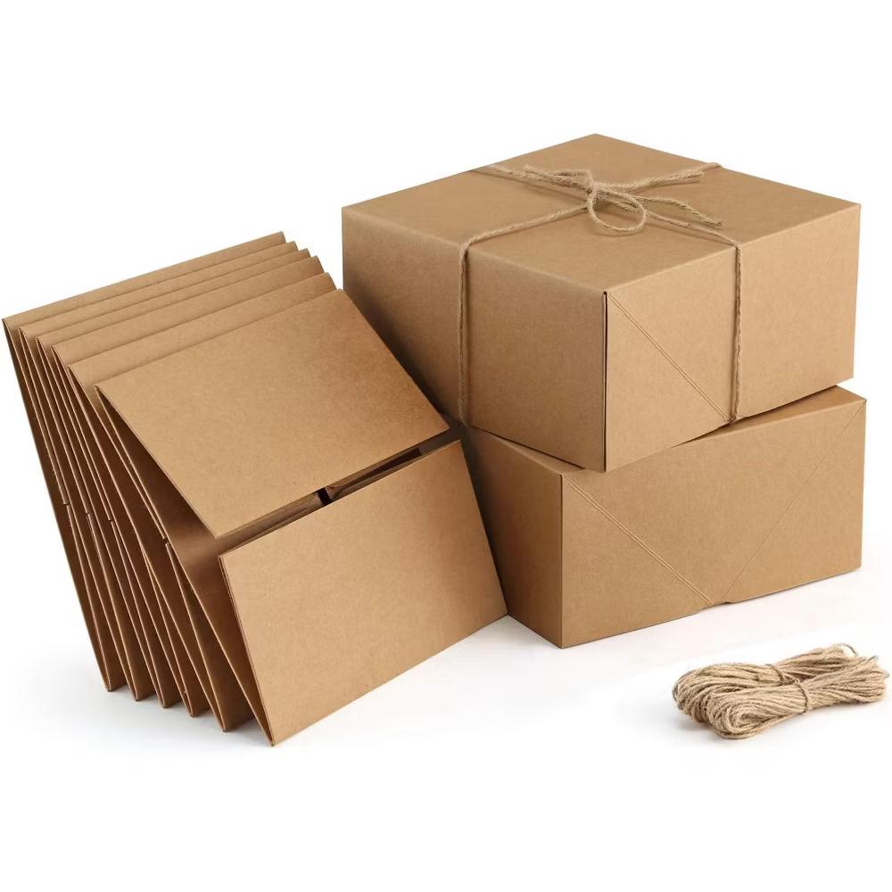 10 Pack 8 8 4 Inch White Paper Gift Boxes with 20 Meters Hemp Rope Easy Assemble for Christmas Bridesmaid Proposal - Image 3