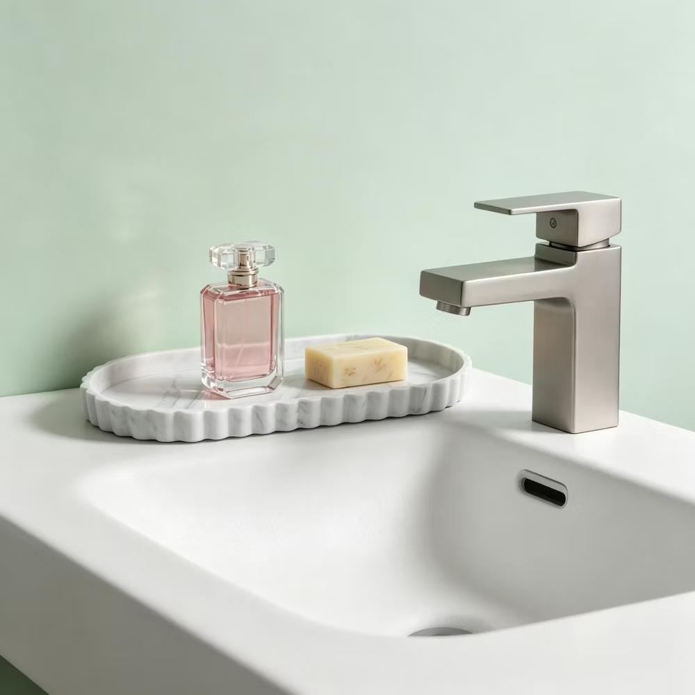 2Pc Round Silicone Vanity Tray Set Decorative Catchall Organizer for Bathroom Countertop Perfume White - Image 87