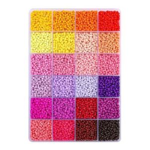 12500pcs Assorted Glass Seed Beads 8/0, 24 Colors Princess Treasures Round Bead for DIY Crafts Jewelry Making Bead Box