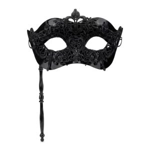 Handheld Masquerade Molded Venetian Plastic Eye Mask with Stick