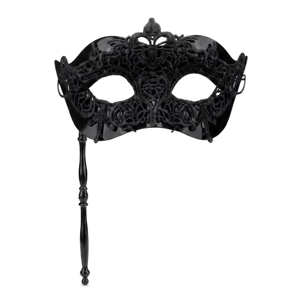 Handheld Masquerade Molded Venetian Plastic Eye Mask with Stick
