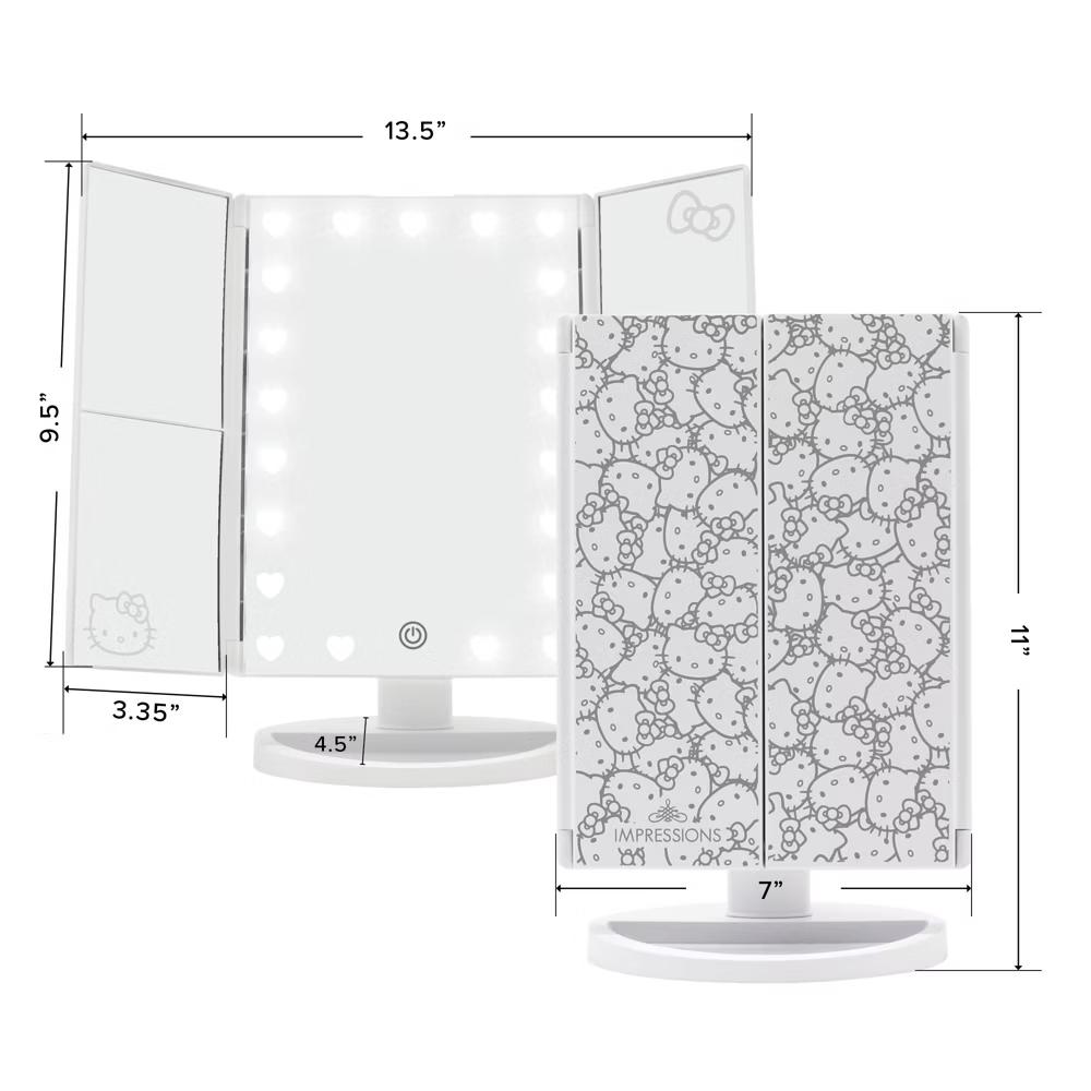 Impressions Vanity Trifold LED Makeup Mirror with Magnification, Adjustable Tilt and Catchall Storage Tray - Image 3