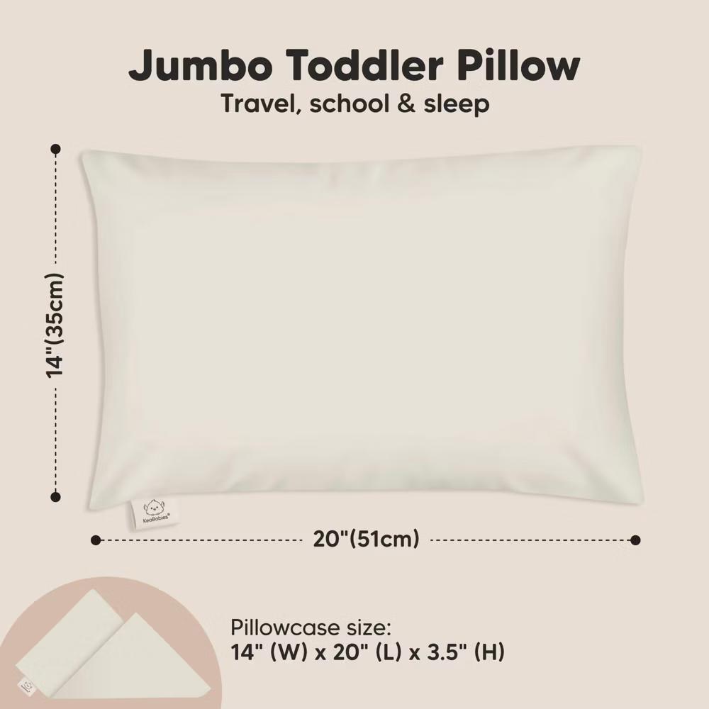 Jumbo Toddler Pillow with Pillowcase, 14X20 Soft Organic Toddler Pillows for Sleeping, Kids Travel Pillow - Image 8