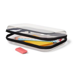 Hard Sided Zipper Pencil Case Gray