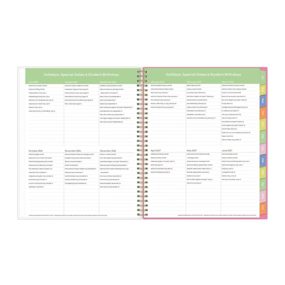 Blue Sky 8.5"x11" 2026-2027 Weekly/Monthly Teacher Planner Frosted with Notebook and Pouch Beautiful Minds - Image 4