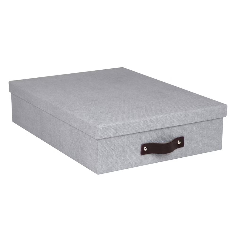 Bigso Oskar Document Letter Box with Lid and Leather Handle – Canvas Fiberboard File Organizer, 3.3" 10.2" 13.8" - Image 9