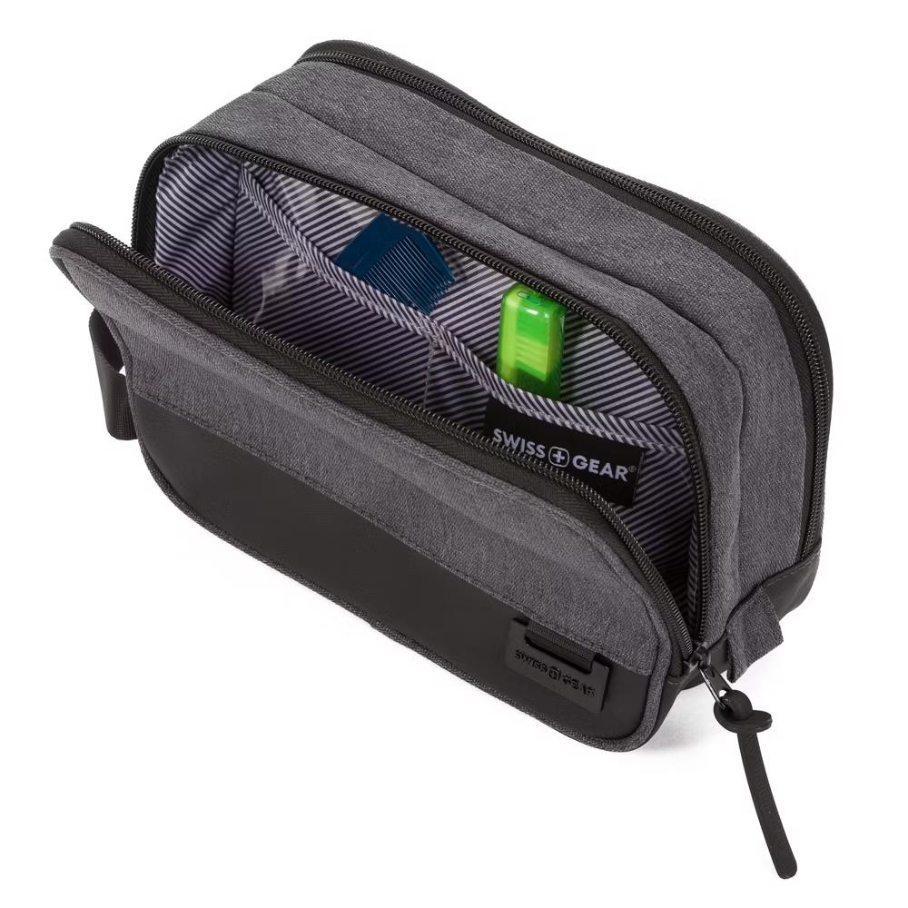 Heather Gray Toiletry Bag: Solid Pattern, Storage, 6.69" Height - Image 5