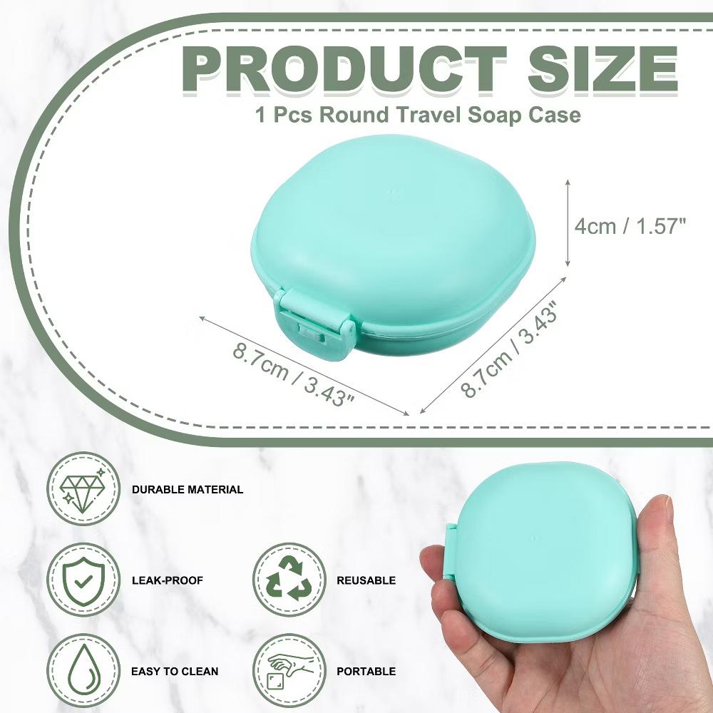 Soap Dish, Portable Travel Soap Box Waterproof Holder Case Round - Image 9