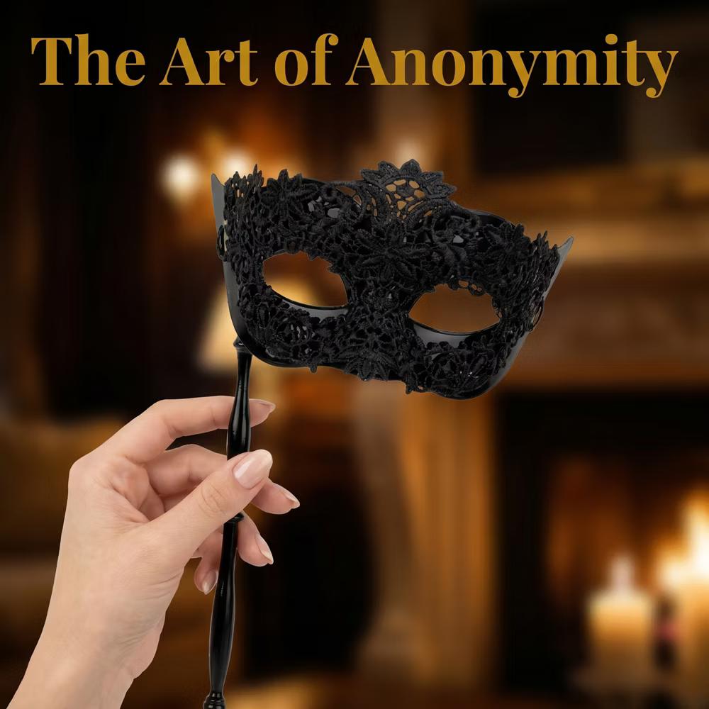 Handheld Masquerade Molded Venetian Plastic Eye Mask with Stick - Image 9