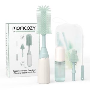 Momcozy Innovative Push-Press Design Bottle Brush Kit - 7ct: Plastic Scrub Cleaning Set for Household Use